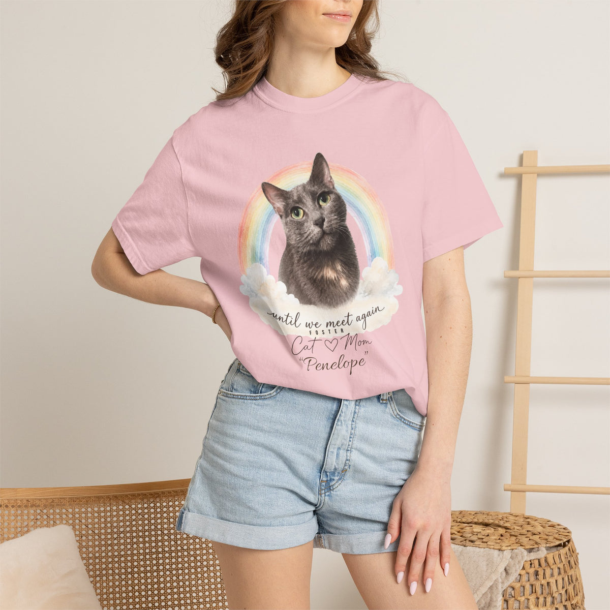 Personalized Rainbow Memorial Foster Cat Mom Comfort Colors® T-Shirt