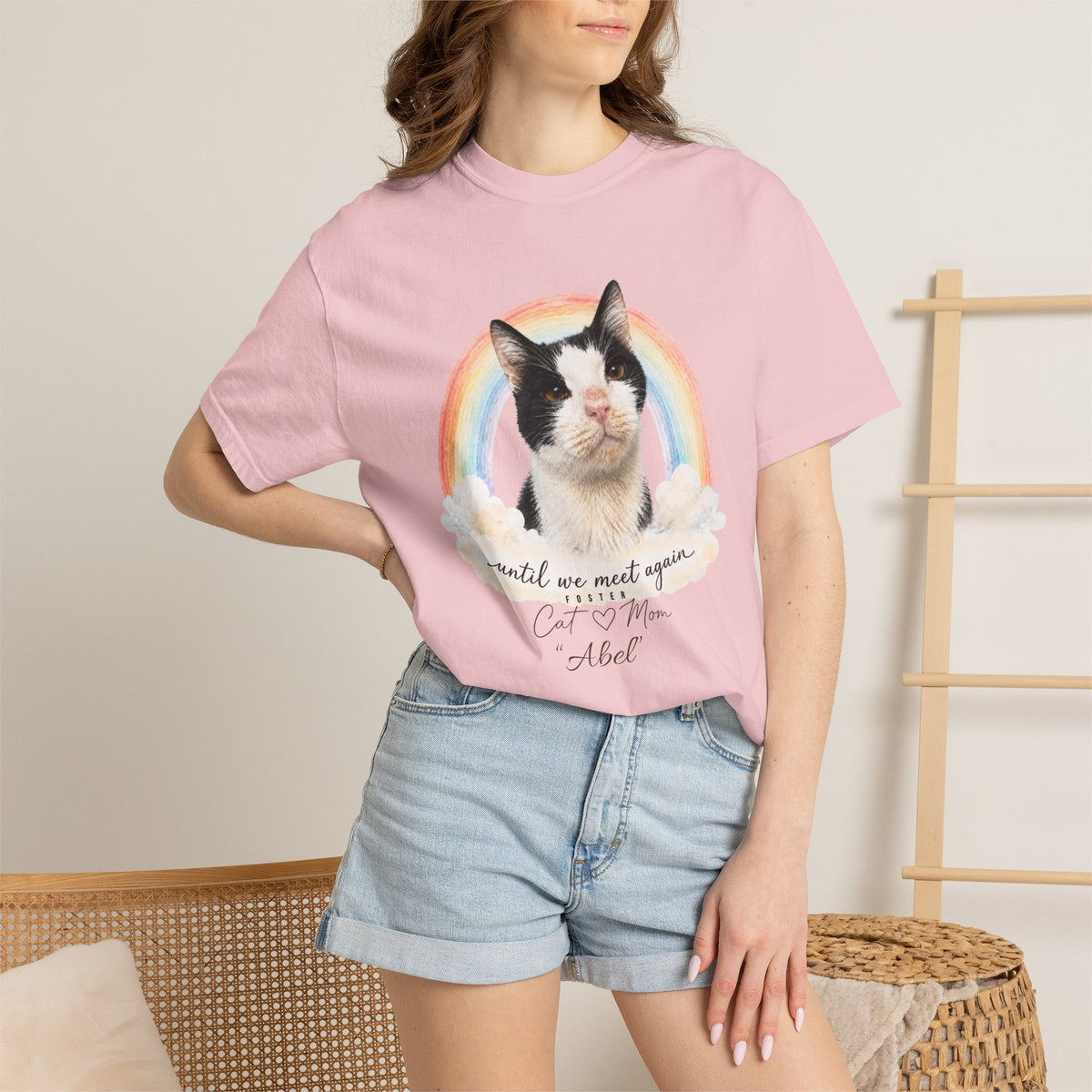 Personalized Rainbow Memorial Foster Cat Mom Comfort Colors® T-Shirt