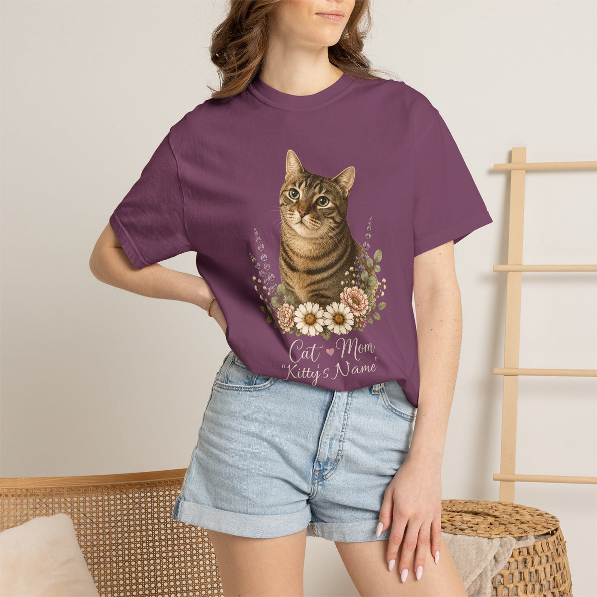 Personalized Brown Tabby Cat Comfort Colors® T-Shirt