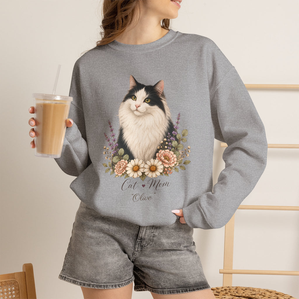 Personalized Cat Botanical Floral Sweatshirt