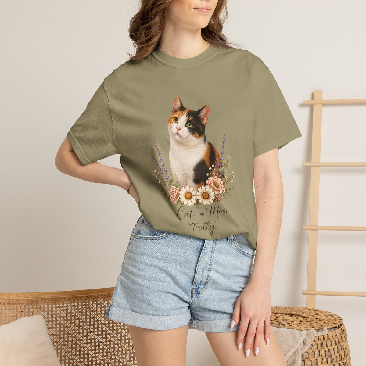 Personalized Calico Cat Mom Comfort Colors® T-Shirt