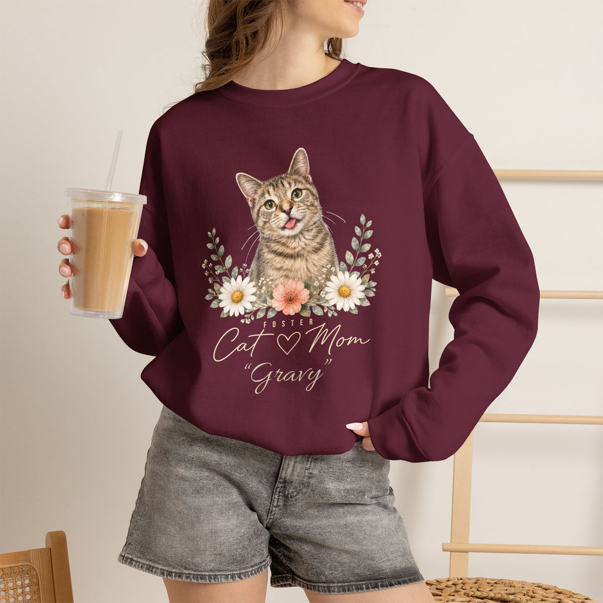 Personalized Foster Cat Mom Gildan® Sweatshirt
