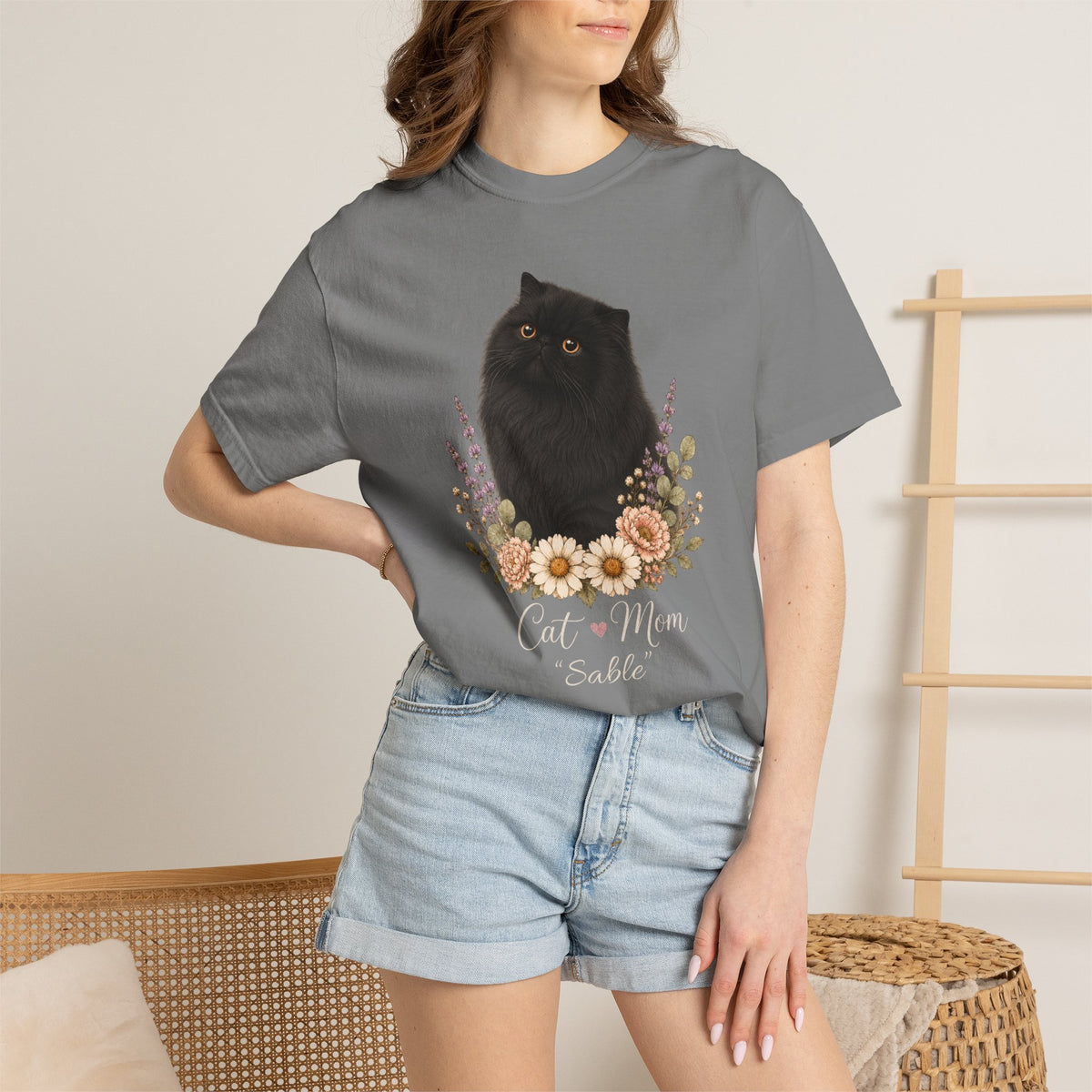 Personalized Black Persian Cat Mom Comfort Colors® T-Shirt