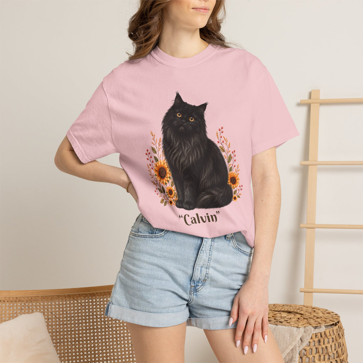 Personalized Maine Coon Cat Sunflower Comfort Colors® T-Shirt