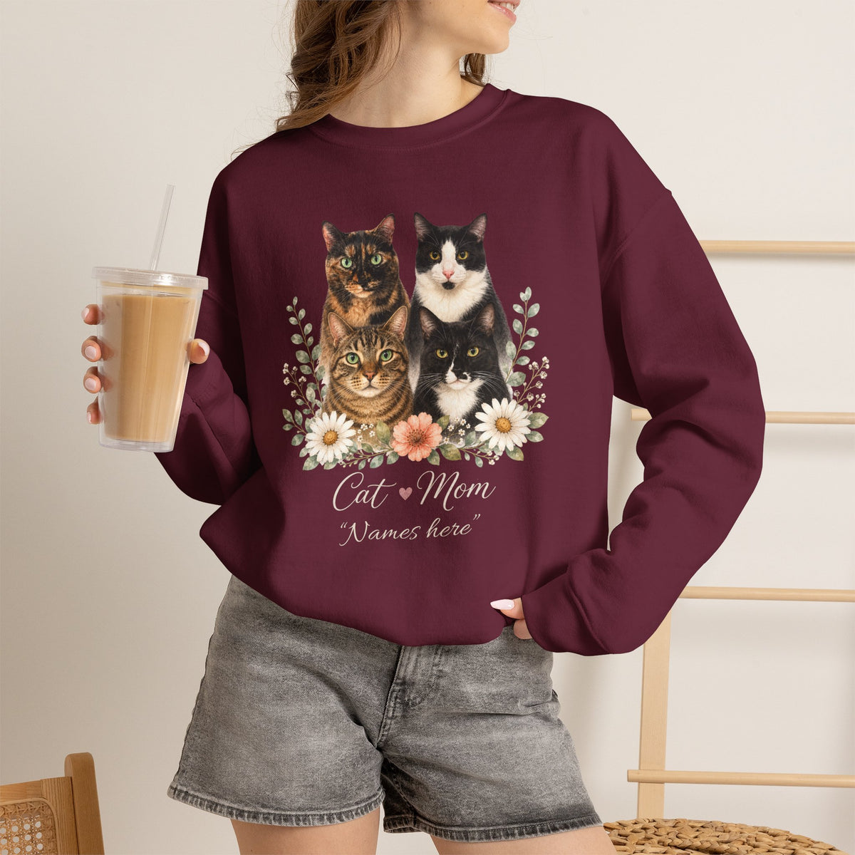Personalized Multi-Cat Mom Gildan® Sweatshirt