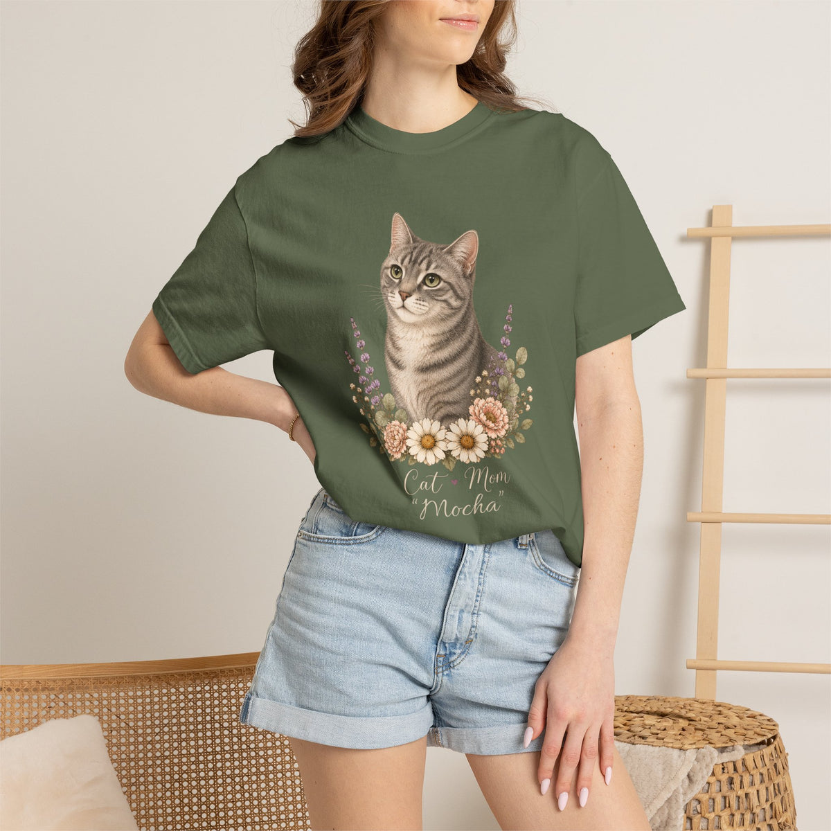Personalized Tabby Cat Mom Comfort Colors® T-Shirt