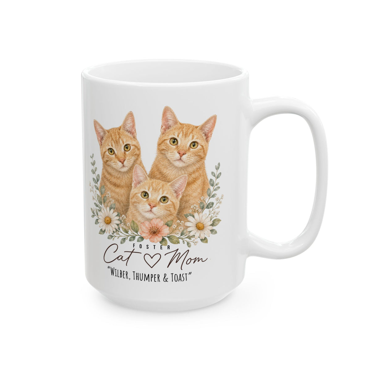 Foster Cat Mom Floral Ceramic Mug