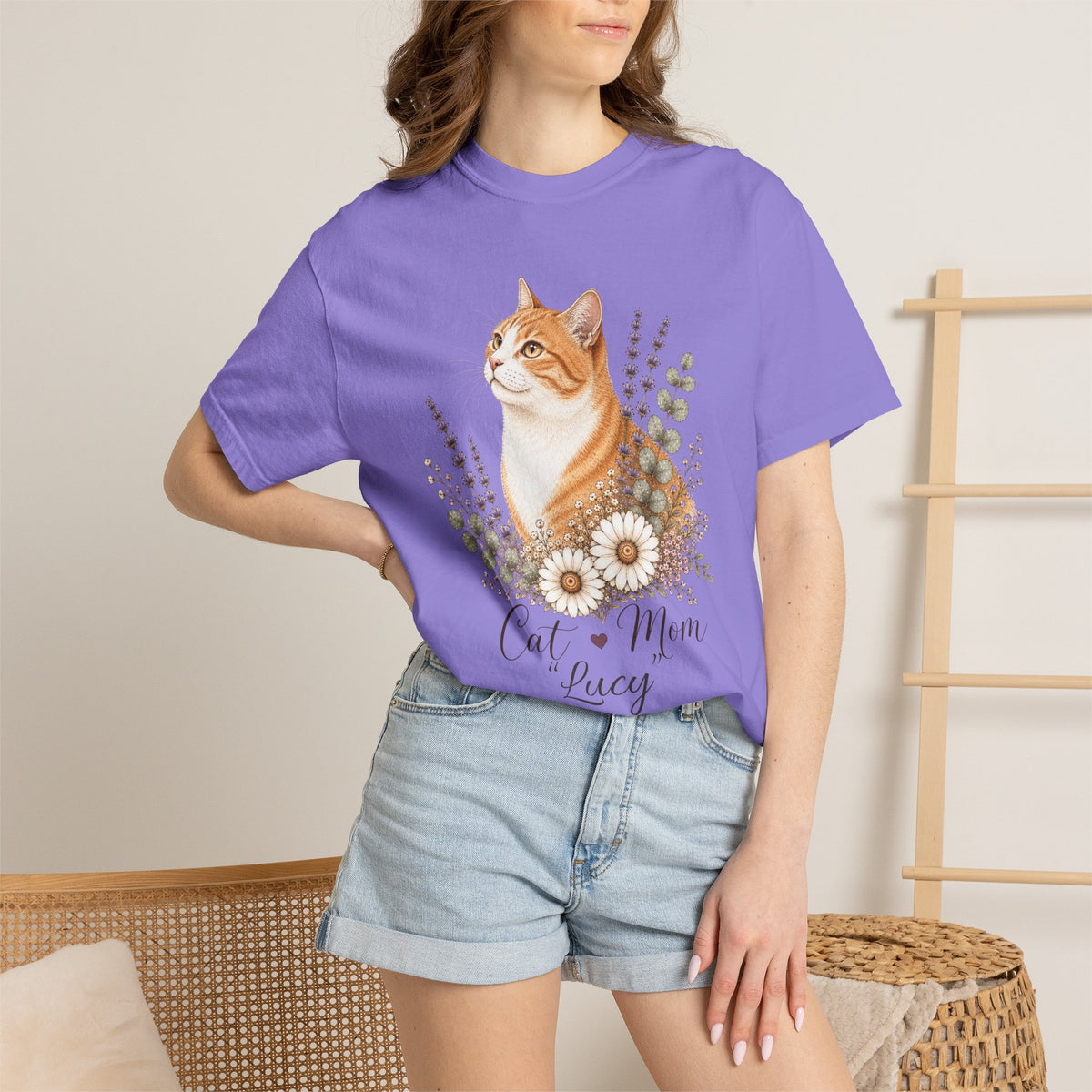 Personalized Orange Tabby Cat Mom Comfort Colors® T-Shirt