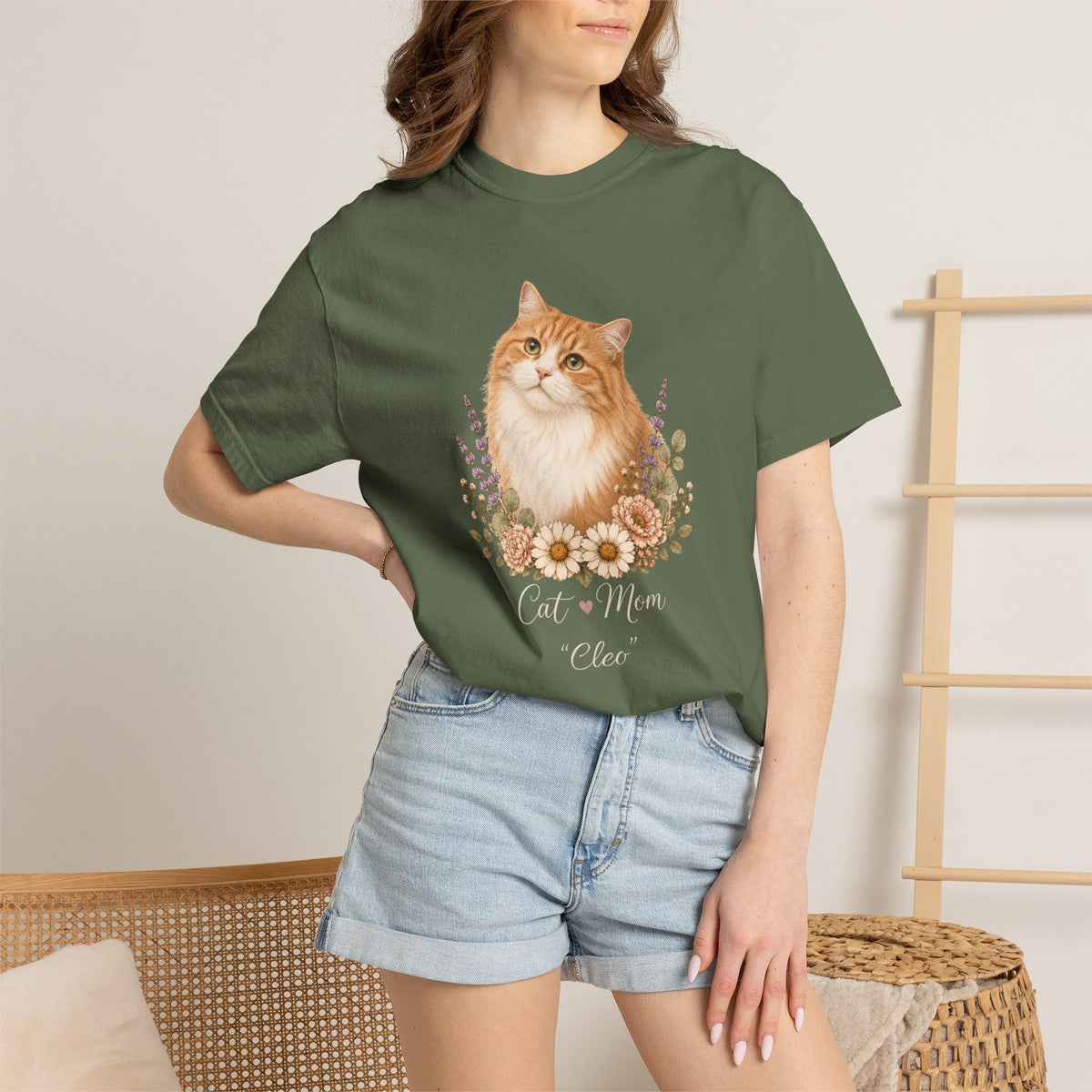 Personalized Orange Cat Mom Comfort Colors® T-Shirt