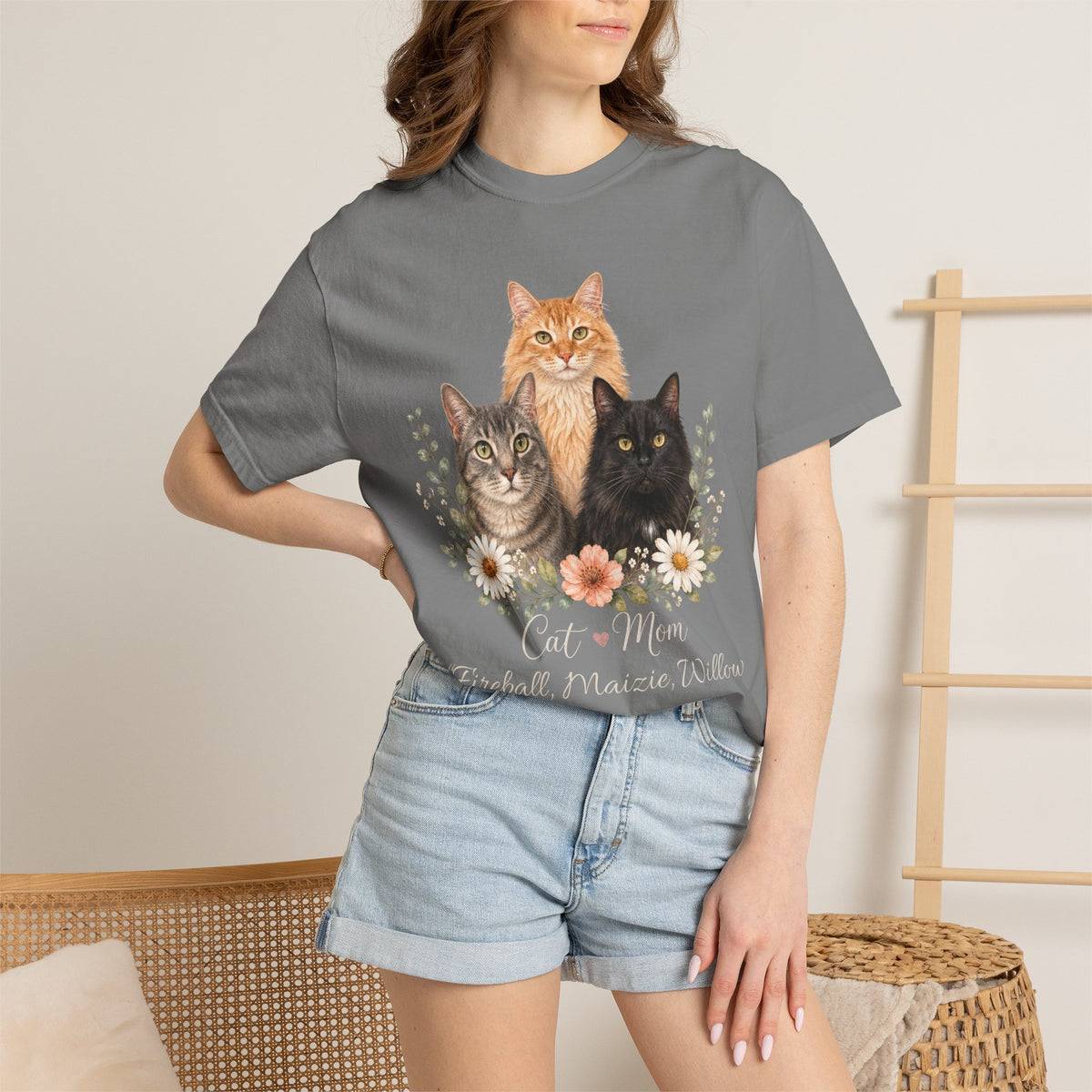 Personalized Multi-Cat Mom Comfort Colors® T-Shirt