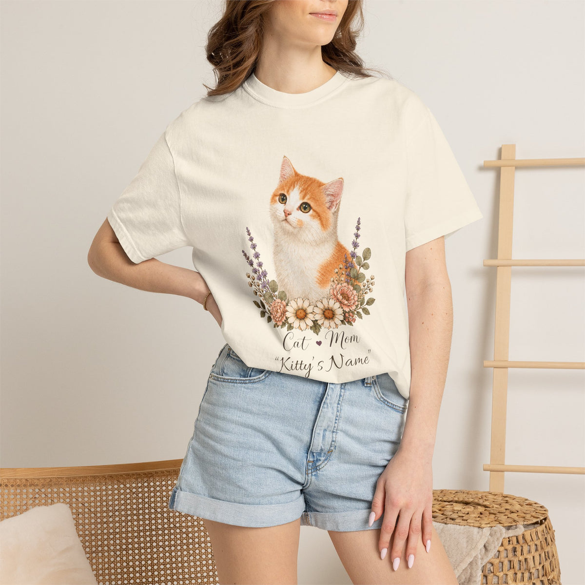 Personalized Orange and White Cat Comfort Colors® T-Shirt