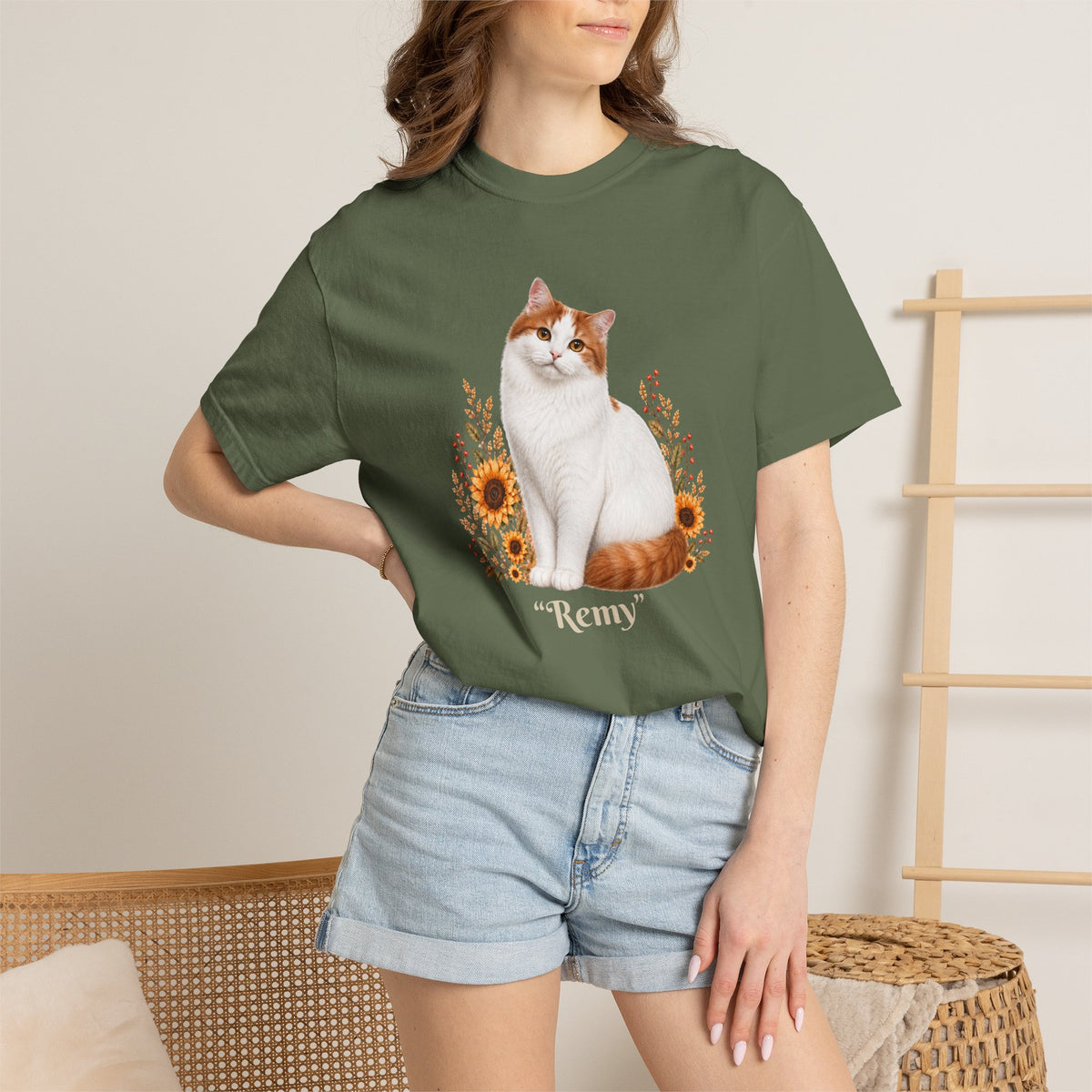 Personalized Turkish Van Sunflower Cat Comfort Colors® T-Shirt
