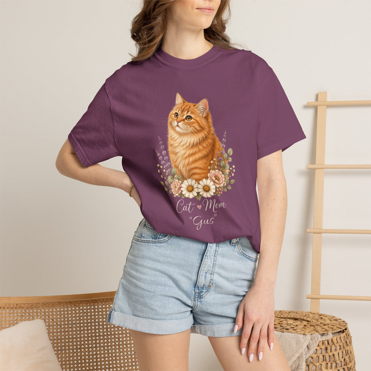 Personalized Orange Cat Mom Comfort Colors® T-Shirt