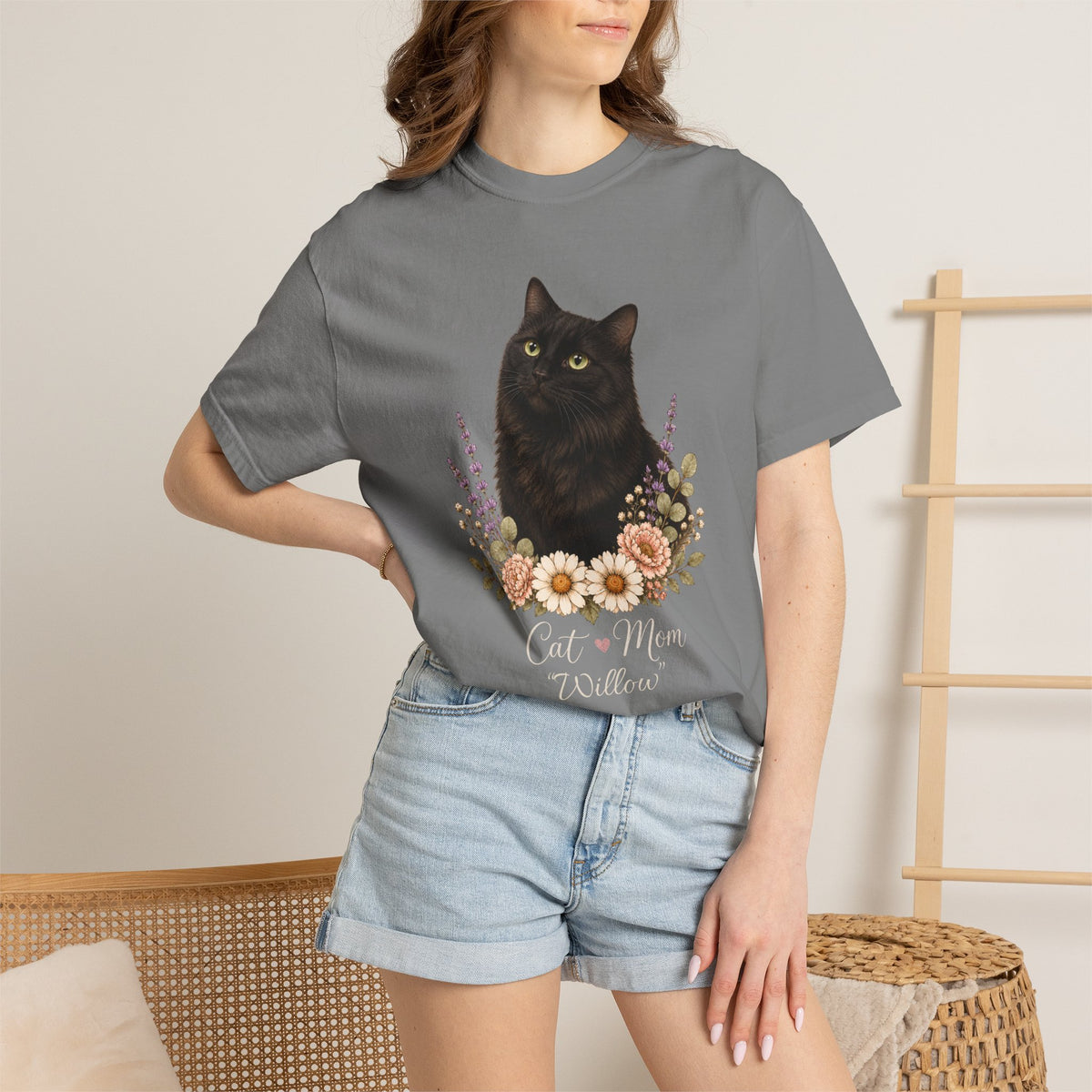 Personalized Black Cat Comfort Colors® T-Shirt