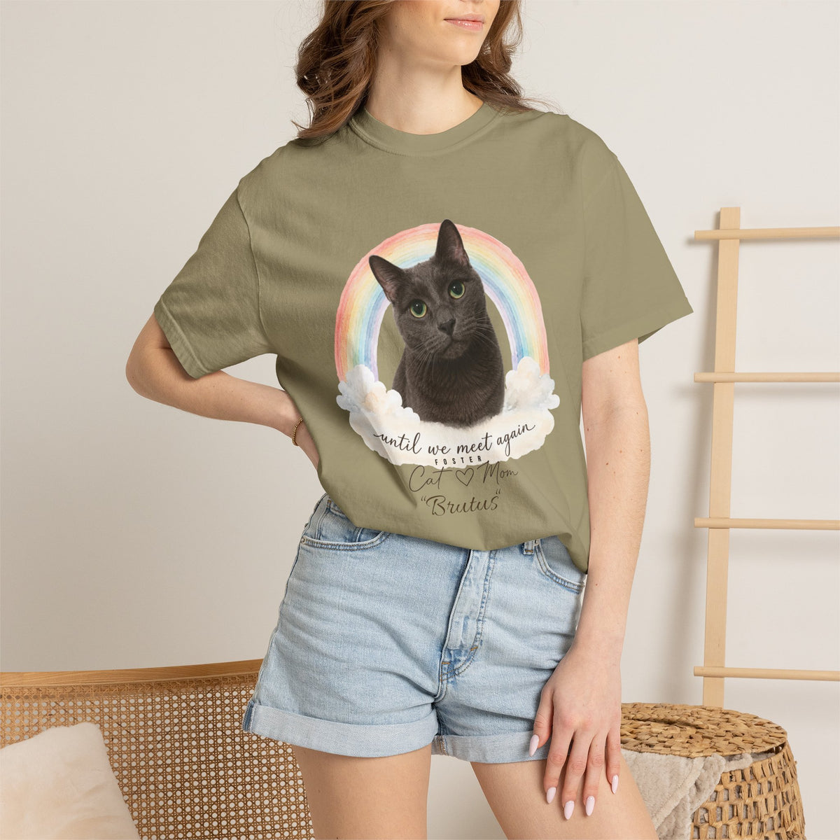 Personalized Rainbow Memorial Foster Cat Mom Comfort Colors® T-Shirt