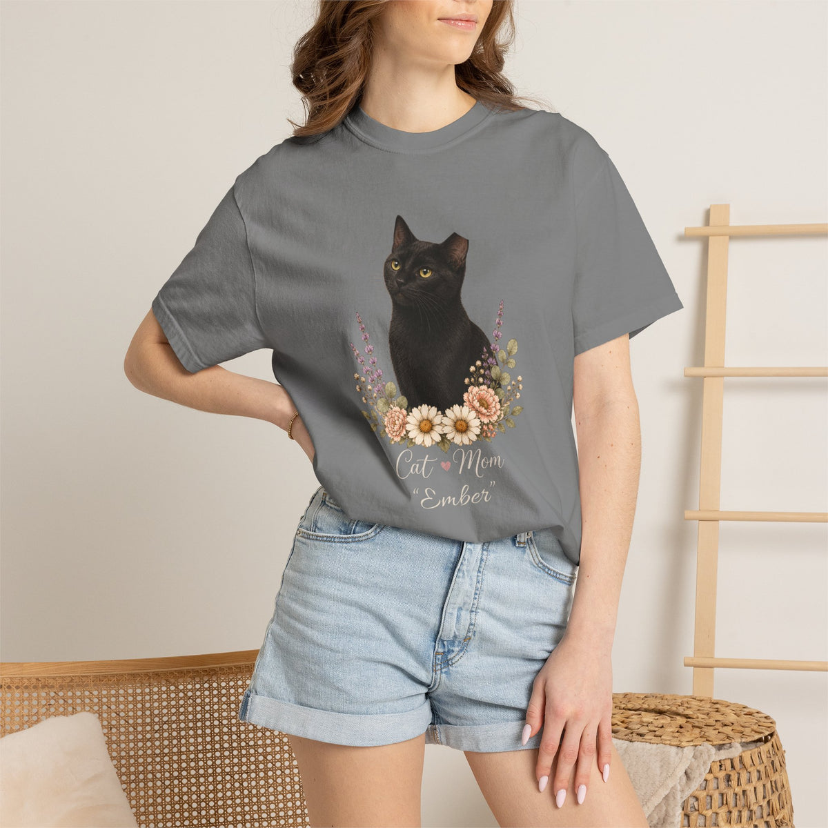 Personalized TNR Black Cat Mom Comfort Colors® T-Shirt