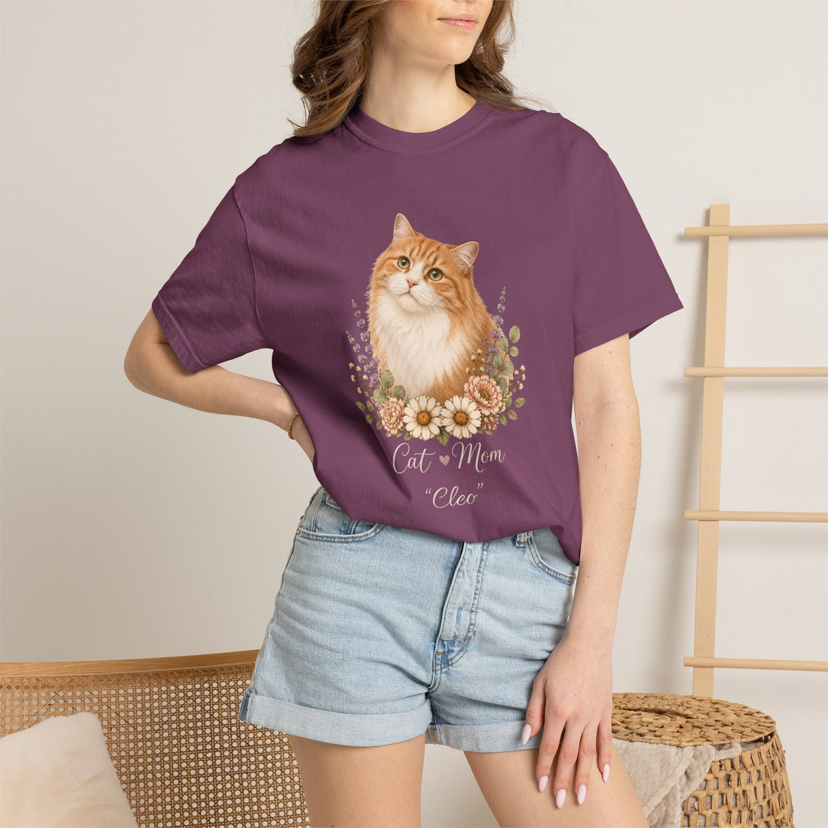 Personalized Orange Cat Mom Comfort Colors® T-Shirt