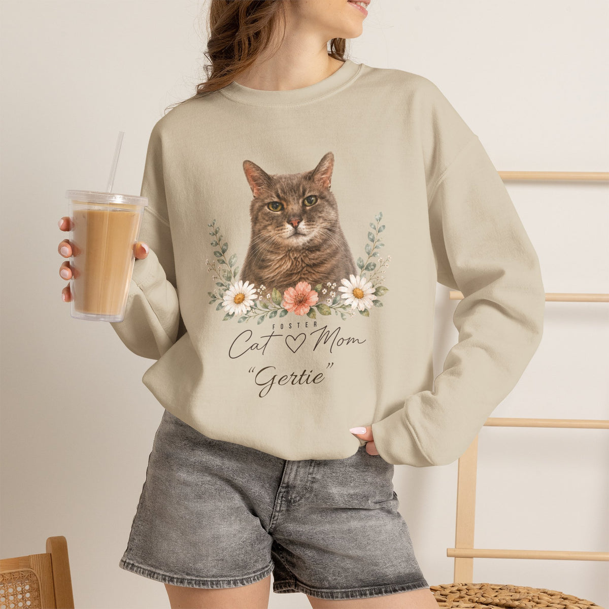 Personalized Foster Cat Mom Gildan® Sweatshirt