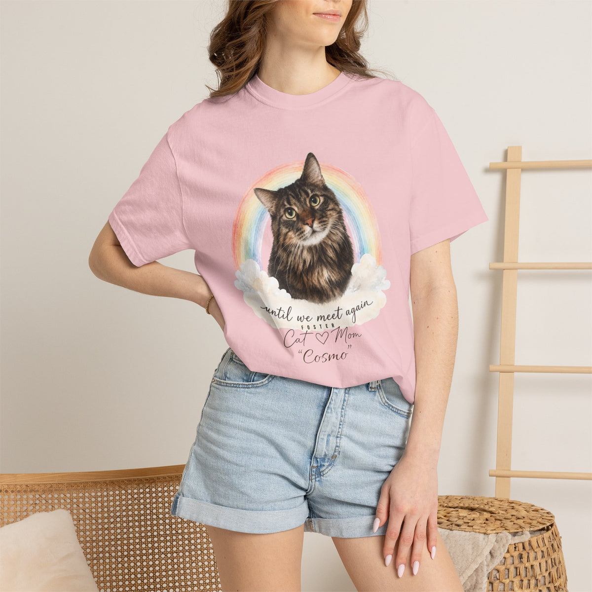 Personalized Rainbow Memorial Foster Cat Mom Comfort Colors® T-Shirt