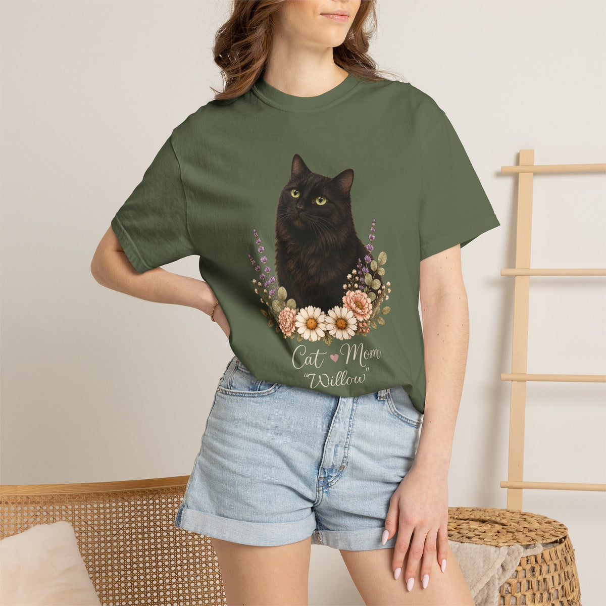Personalized Black Cat Comfort Colors® T-Shirt