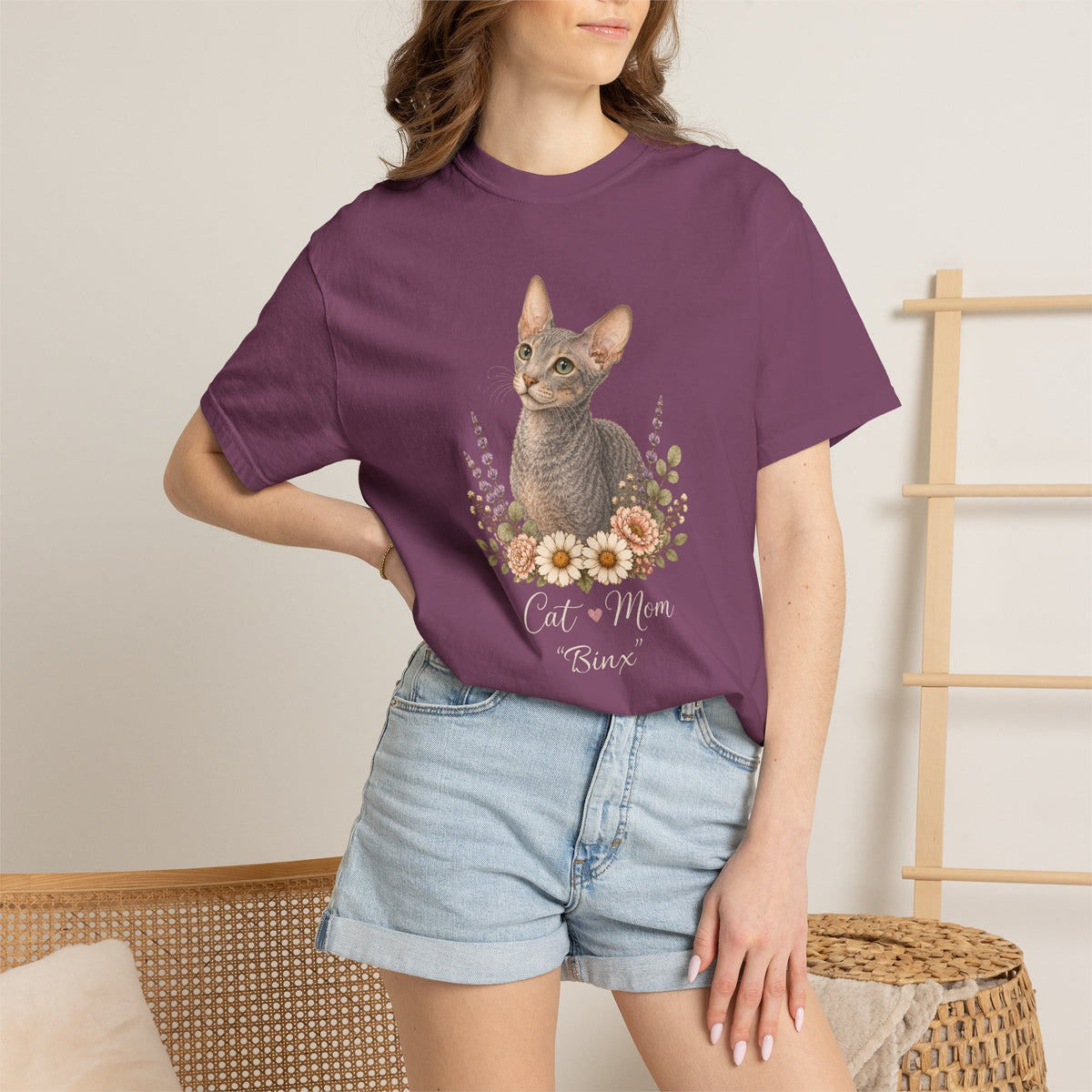 Personalized Cornish Rex Cat Mom Comfort Colors® T-Shirt