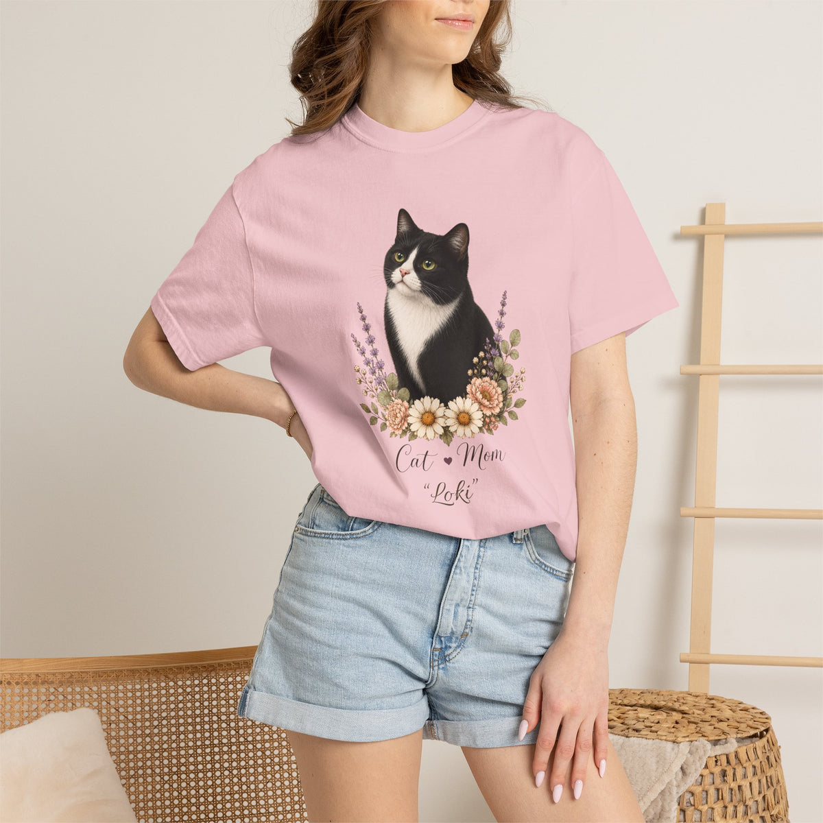 Personalized Tuxedo Cat Mom Comfort Colors® T-Shirt