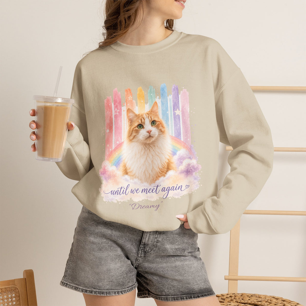 Personalized Rainbow Memorial Cat Gildan® Sweatshirt