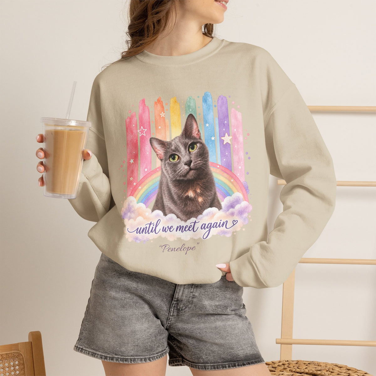 Personalized Rainbow Memorial Cat Gildan® Sweatshirt