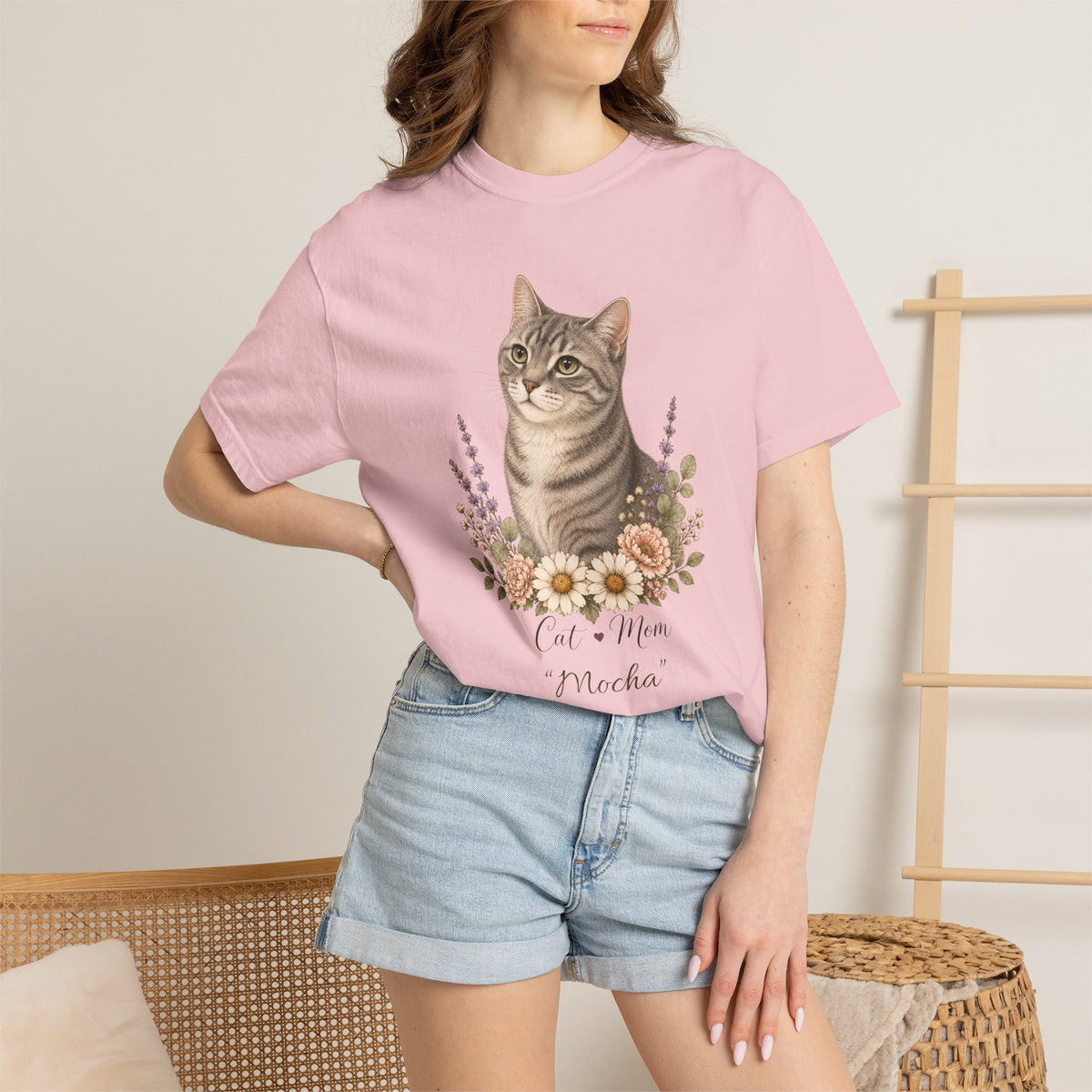 Personalized Tabby Cat Mom Comfort Colors® T-Shirt