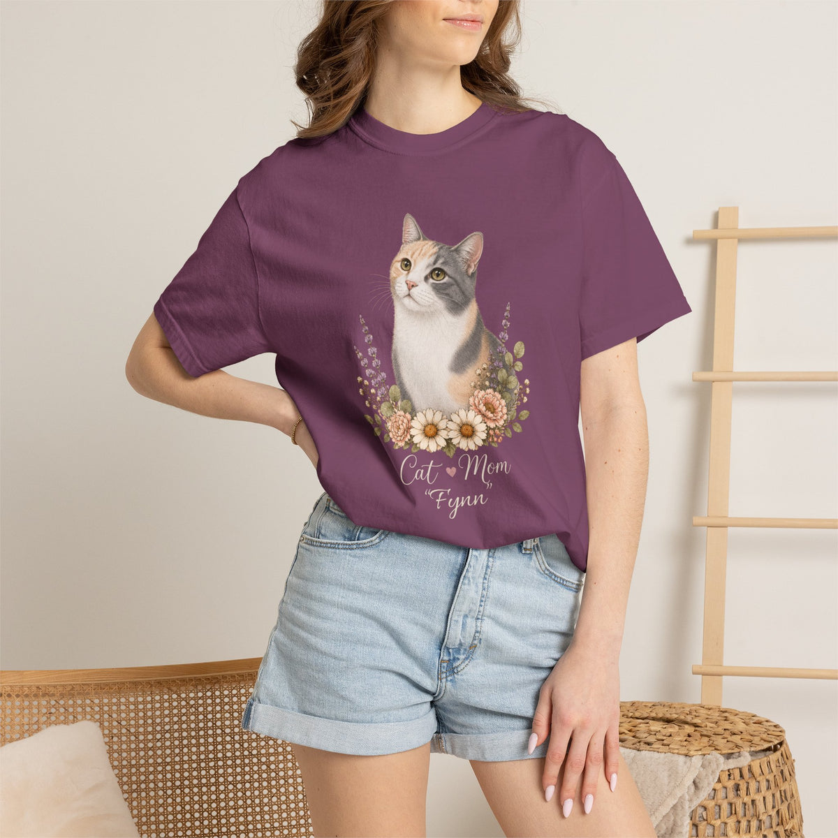Personalized Dilute Calico Cat Mom Comfort Colors® T-Shirt