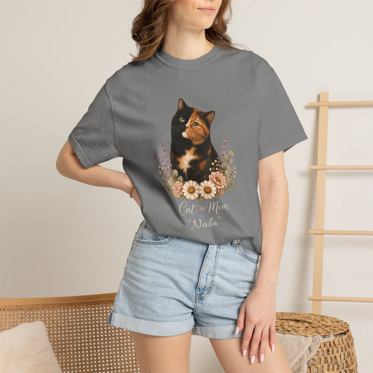 Personalized Calico Cat Mom Comfort Colors® T-Shirt