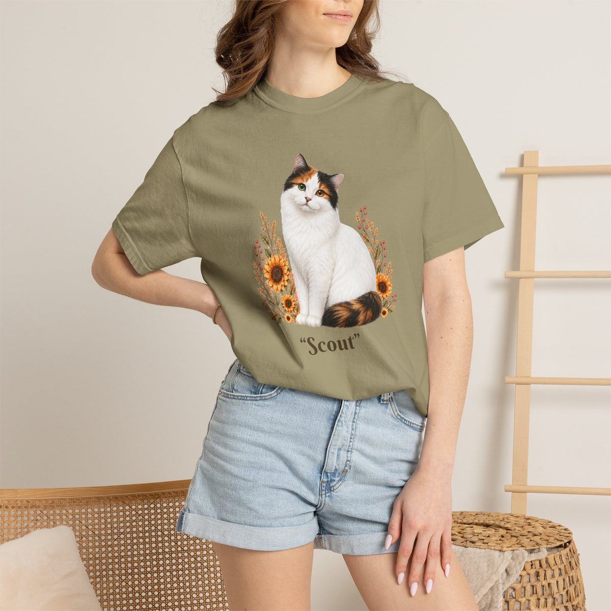 Personalized Turkish Van Cat Sunflower Comfort Colors® T-Shirt