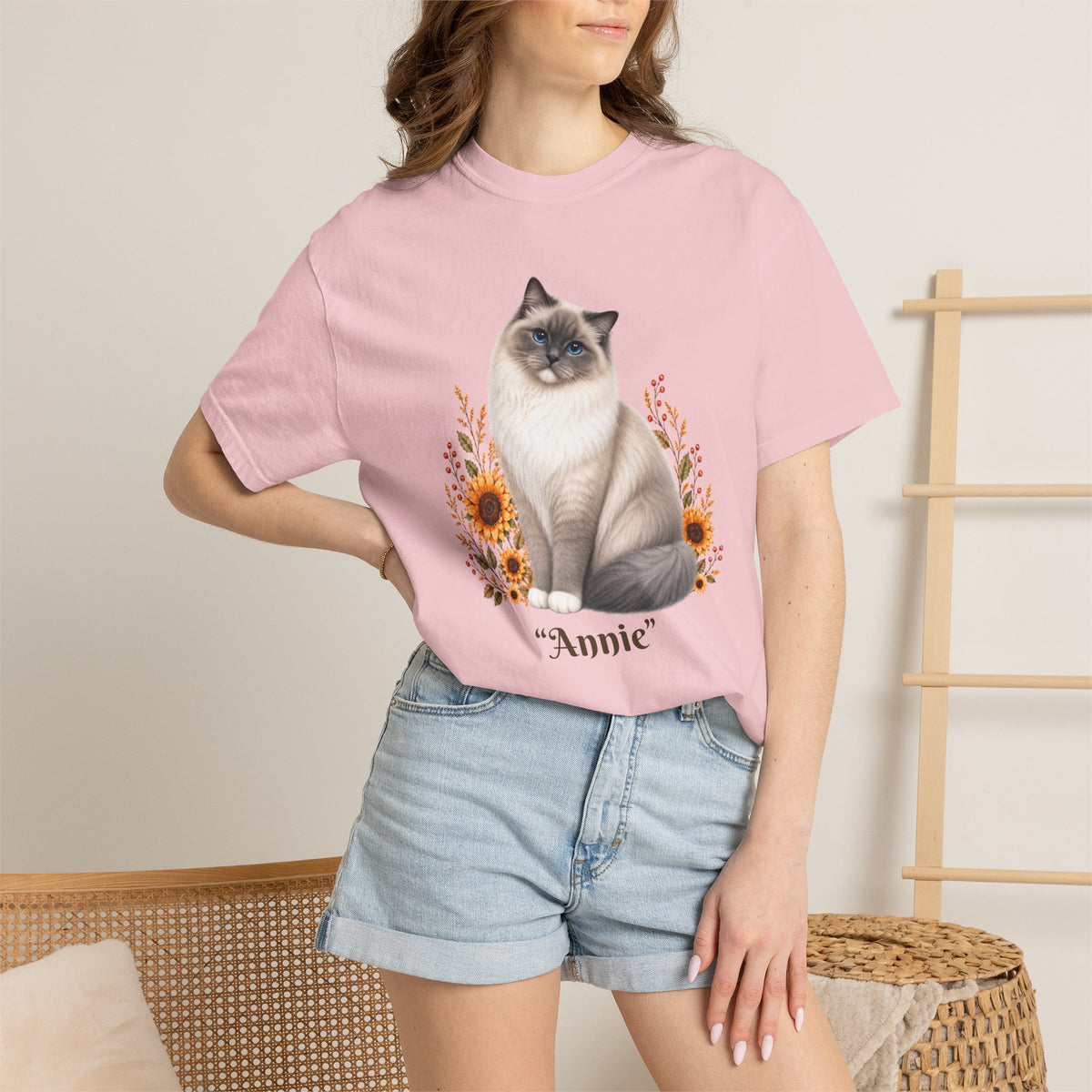 Personalized Ragdoll Cat Sunflower Comfort Colors® T-Shirt