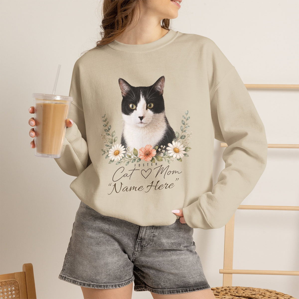 Personalized Foster Cat Mom Gildan® Sweatshirt