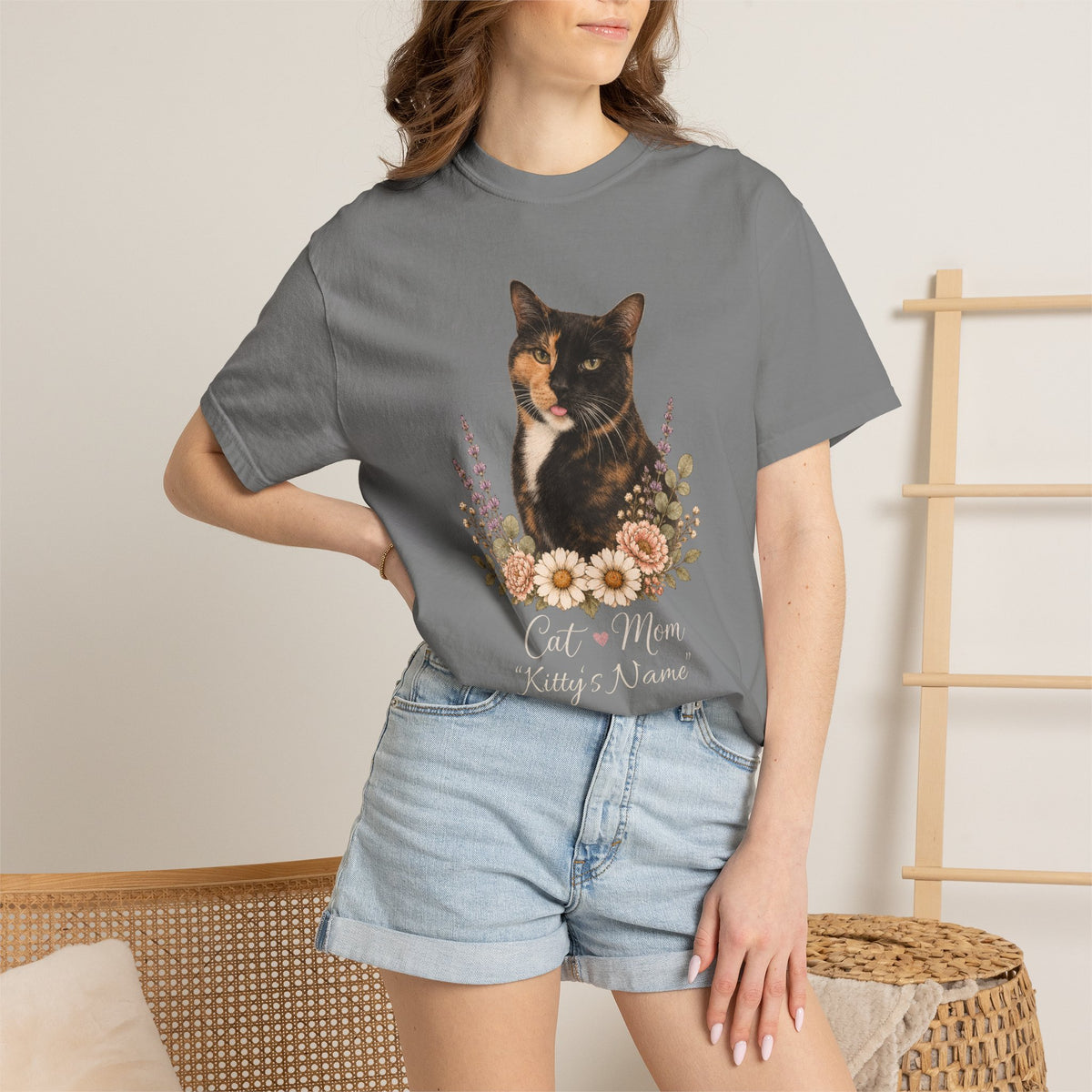 Personalized Tortoiseshell Cat Comfort Colors® T-Shirt