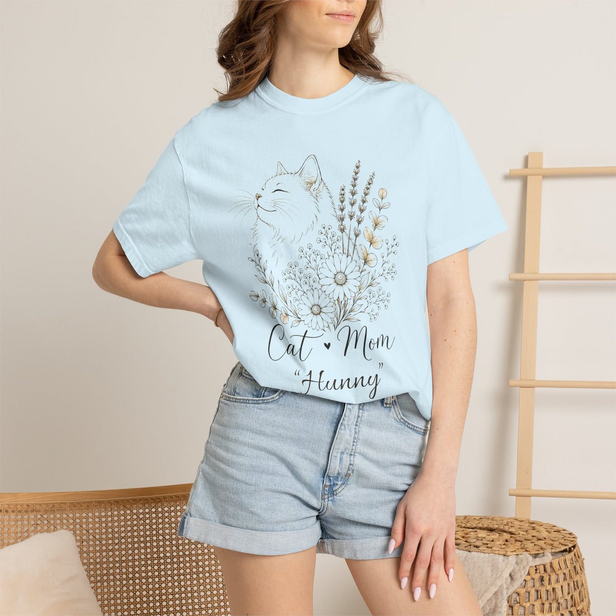 Personalized Cat Mom T-Shirt — Cat Floral Tee