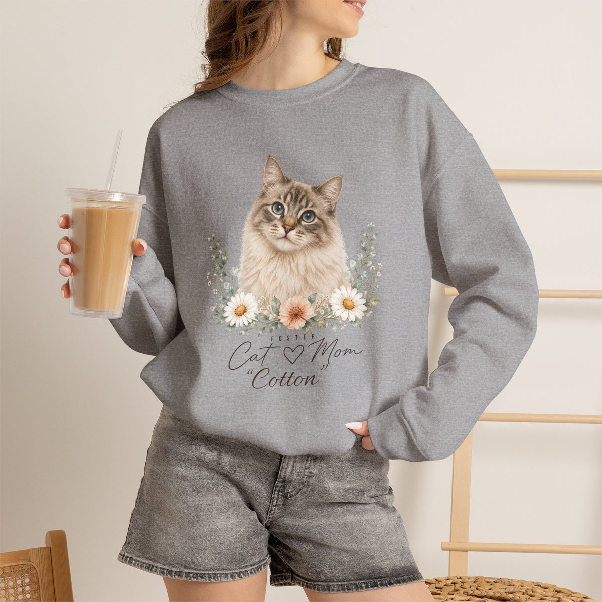 Personalized Foster Cat Mom Gildan® Sweatshirt