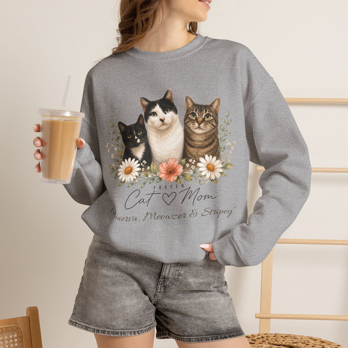 Personalized Foster Cat Mom Gildan® Sweatshirt