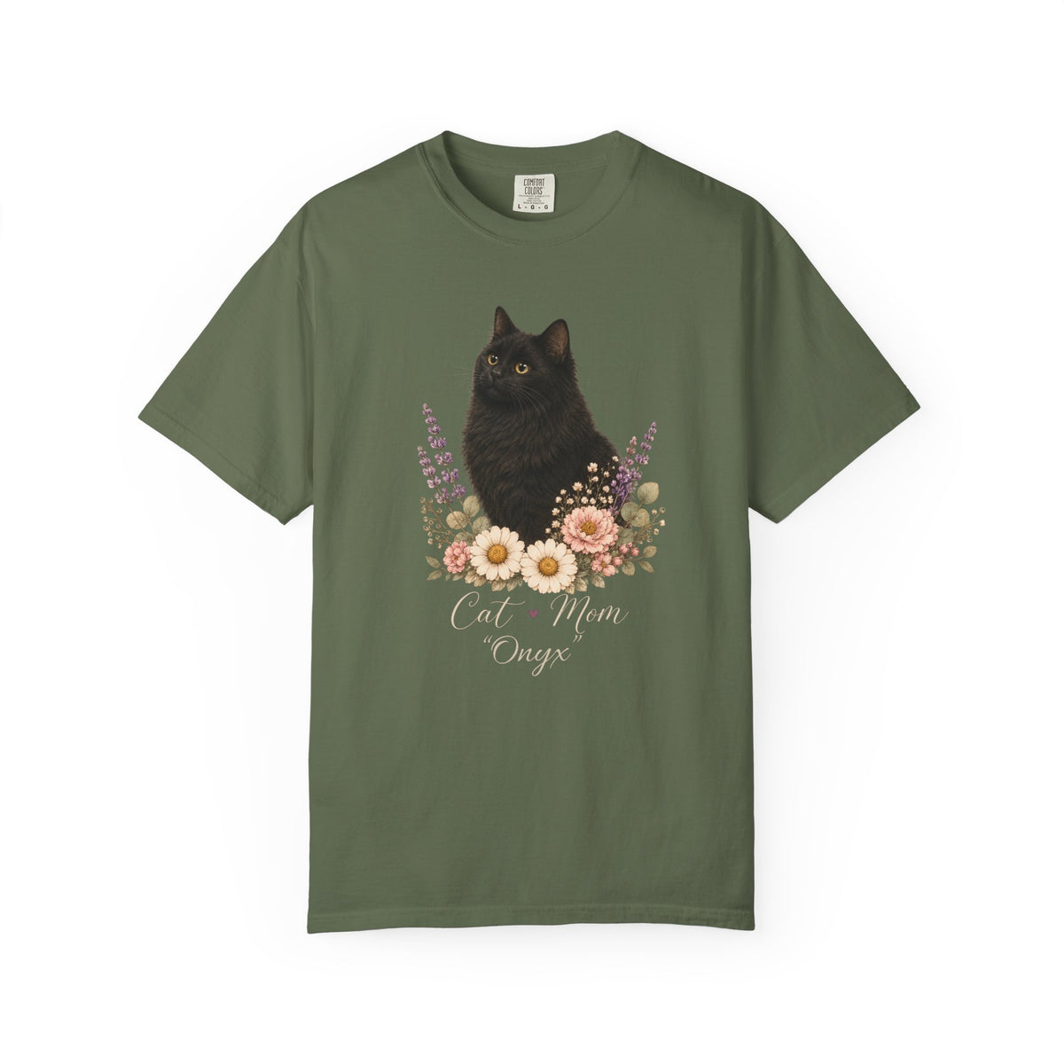 Personalized Black Cat Mom Comfort Colors® T-Shirt