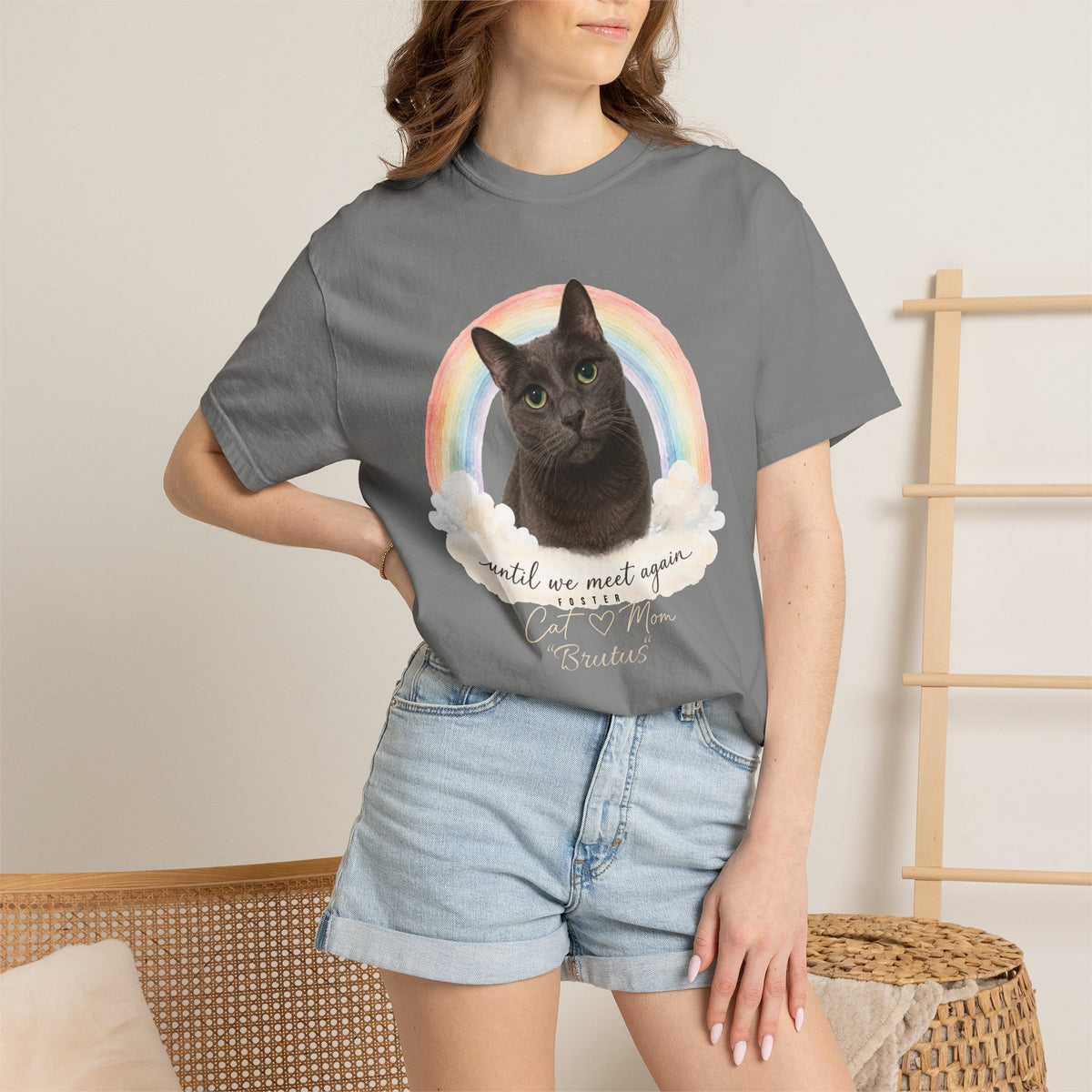 Personalized Rainbow Memorial Foster Cat Mom Comfort Colors® T-Shirt