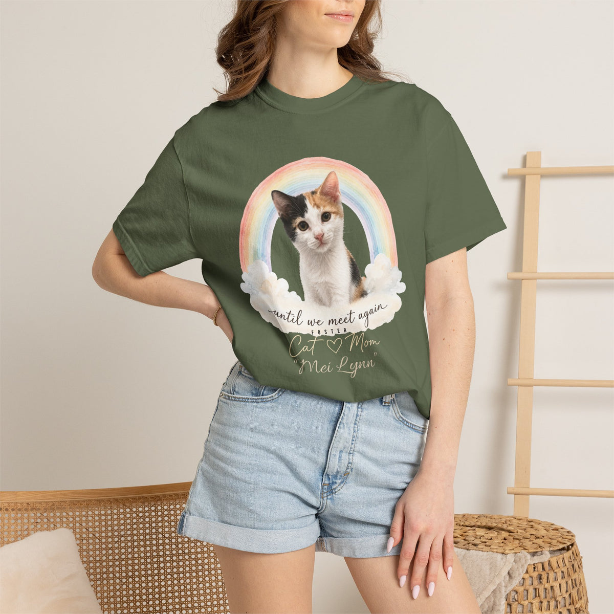 Personalized Rainbow Memorial Foster Cat Mom Comfort Colors® T-Shirt
