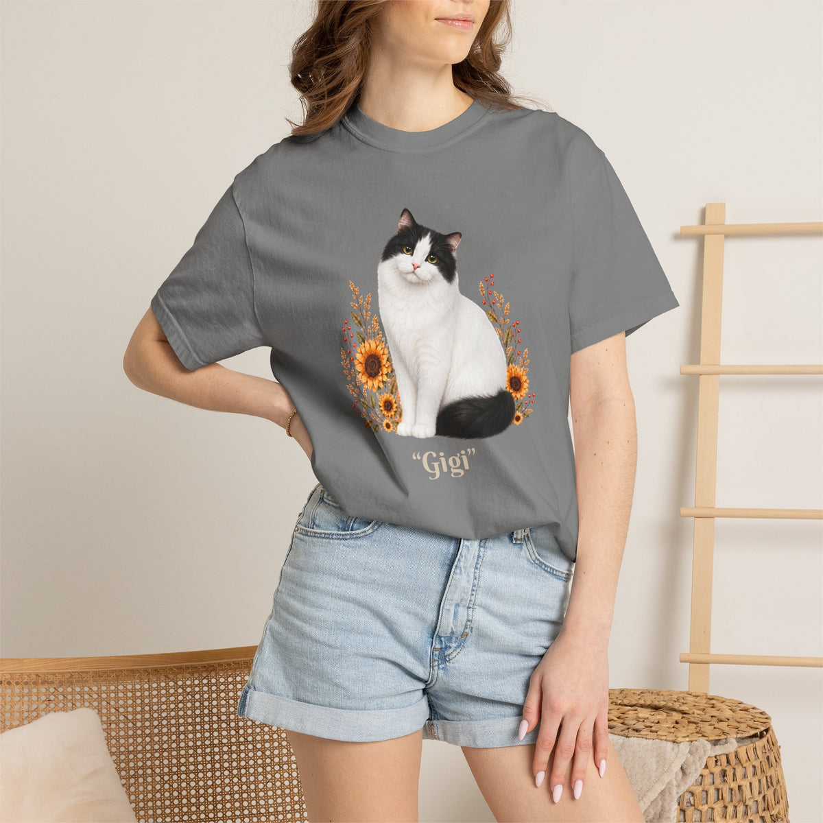 Personalized Turkish Van Cat Sunflower Comfort Colors® T-Shirt