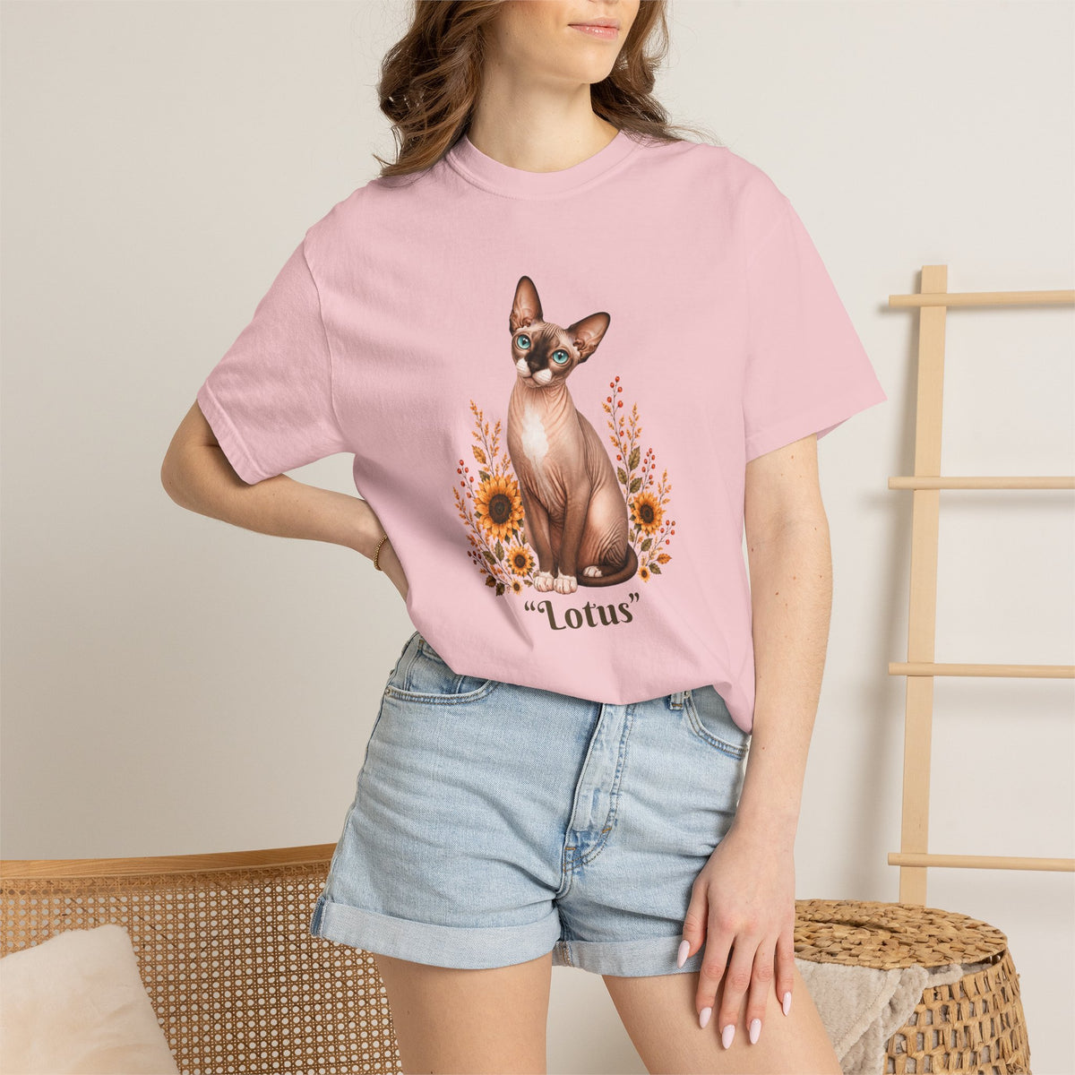 Personalized Sphinx Cat Sunflower Comfort Colors® T-Shirt