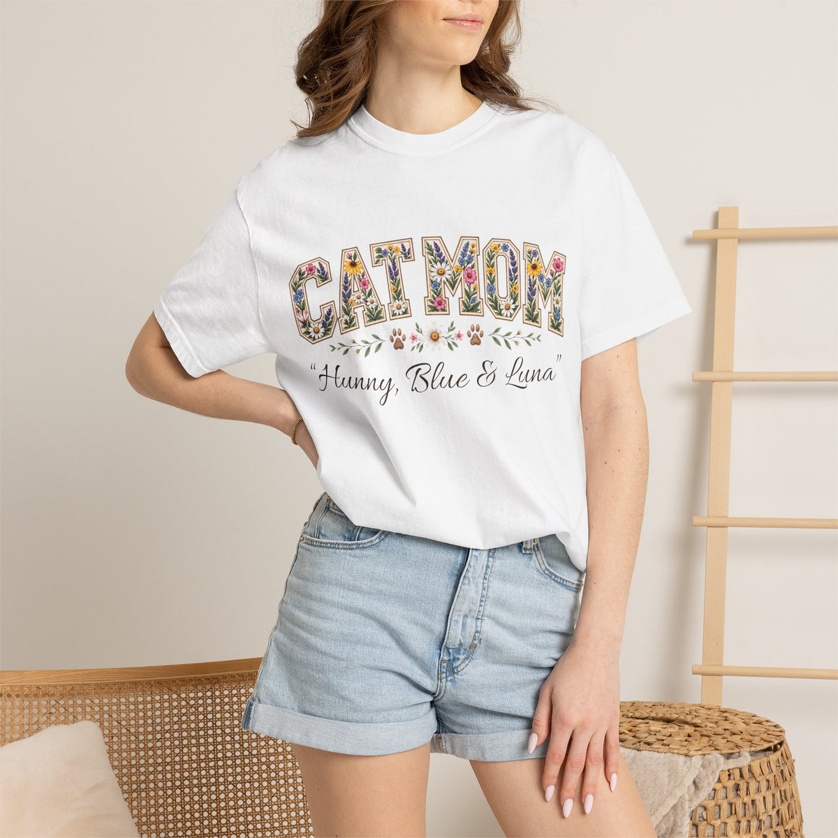 Personalized Collegiate Cat Mom Comfort Colors® T-Shirt