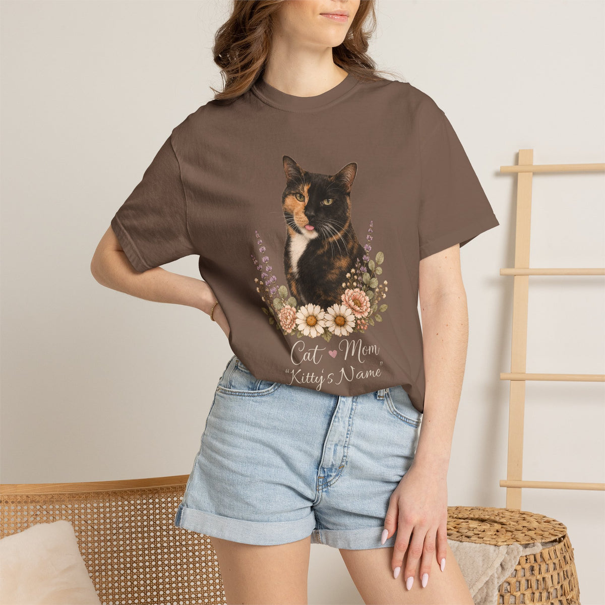 Personalized Tortoiseshell Cat Comfort Colors® T-Shirt